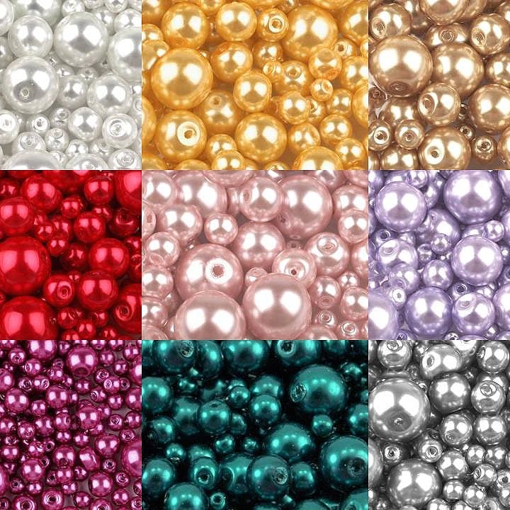 Glass beads, Ø4–12 mm, assorted sizes, 50 g - assorted color variants
