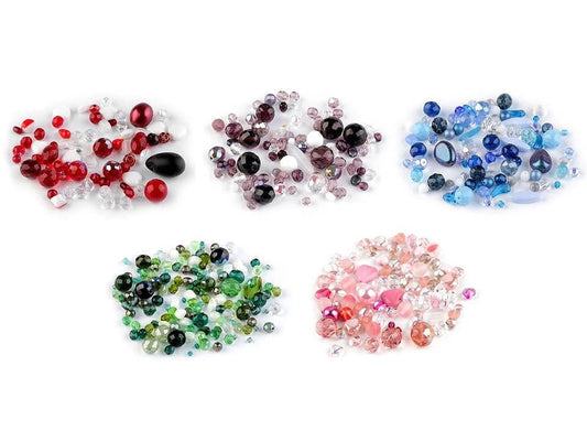 Glass bead mix, Ø3 - 20 mm, various sizes, 50 g - assorted color options