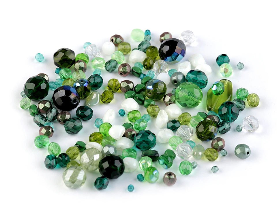 Glass bead mix, Ø3 - 20 mm, assorted sizes, 50 g - assorted color variants