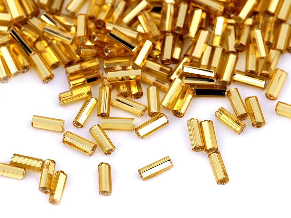 Image with glass bugle beads (Bugle Beads) | 4.5 mm | Preciosa | various colors – available at Charlotte's Fabrics