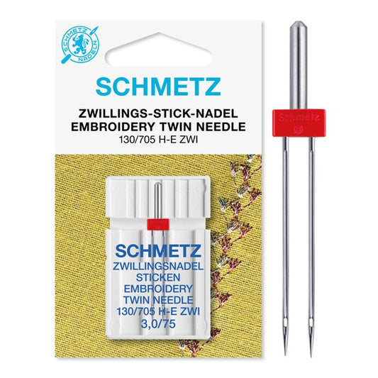 Image of SCHMETZ Embroidery Twin Needle ZWI - No. 3/75 (1 pc.) – available at Charlotte Fabrics