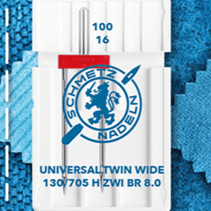 alt
Image of a sewing machine needle, double universal SCHMETZ UNIVERSAL TWIN ZWI BR - No. 8/100 (1 pc.) – available at Šarlotes audumi