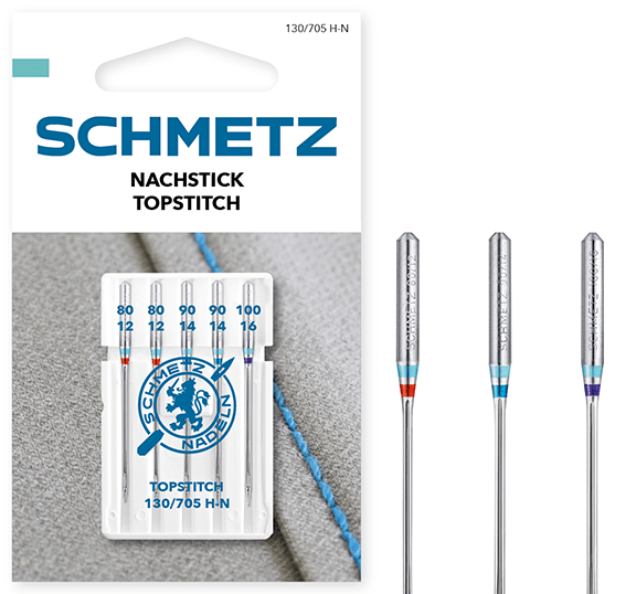 Igły do maszyn do szycia do ściegów ozdobnych SCHMETZ TOPSTITCH NEEDLES - nr 80/90/100 (5 szt.)