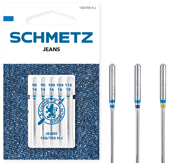 Sewing machine needles for denim SCHMETZ JEANS - No. 90/100/110 (5 pcs.)