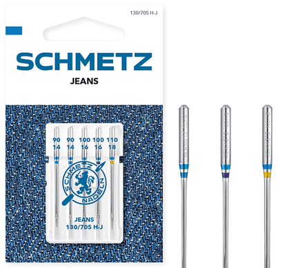 Sewing machine needles for denim SCHMETZ JEANS - No. 90/100/110 (5 pcs.)