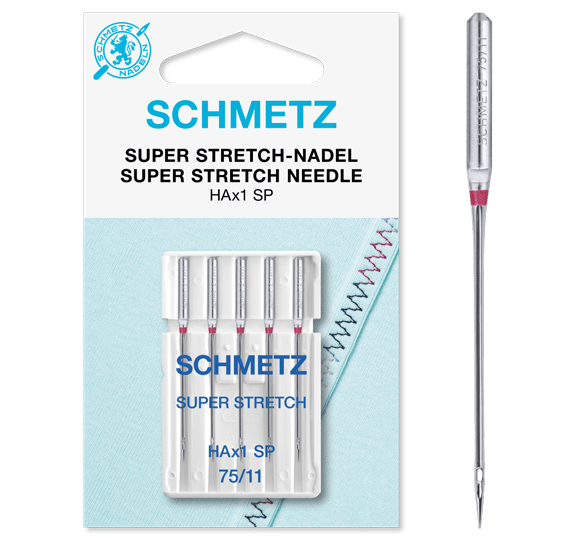 Sewing machine needles for highly elastic knit fabric SCHMETZ SUPER STRETCH - No. 75 (5 pcs.)