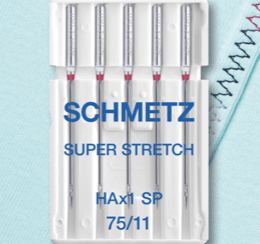 SCHMETZ SUPER STRETCH sewing machine needles for very stretchy knit fabric - No. 75 (5 pcs.)