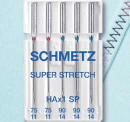 Sewing machine needles for highly elastic knitwear SCHMETZ SUPER STRETCH - No. 75/90 (5 pcs.)