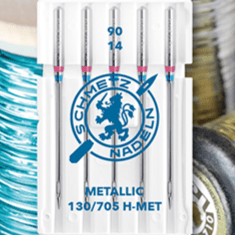 Zdjęcie igieł do maszyny do szycia do nici metalicznych SCHMETZ METALLIC – nr 90 (5 szt.) – dostępne w Šarlotes audumi