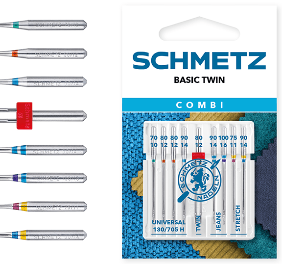 Image with SCHMETZ CREATIVE 9 UNIVERSAL/ZWI/STRETCH/JEANS sewing machine needle set (9 pcs) – available at Šarlotes audumi
