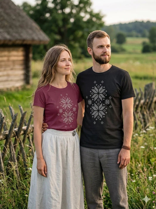 Image with T-shirt "Auseklis light" – available at Charlotte Fabrics