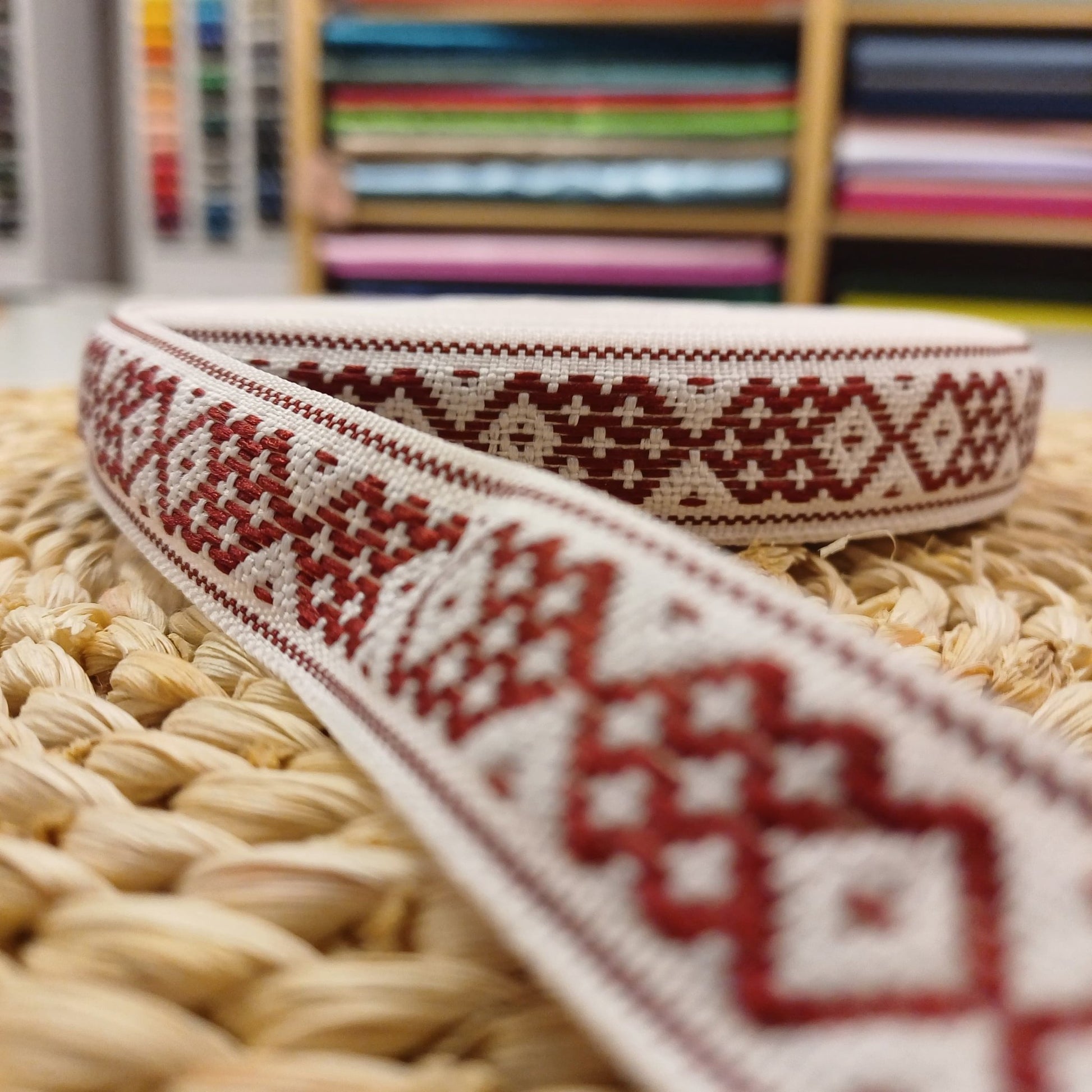 Wstążka ludowa, szarfa 20mm-biała-LV