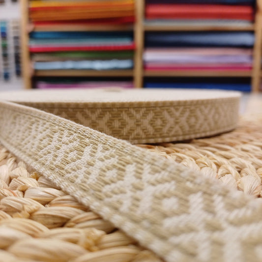 Ethnic ribbon, sash 20mm-beige-LV
