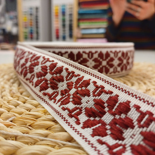 Folk ribbon, belt 36mm-white-LV