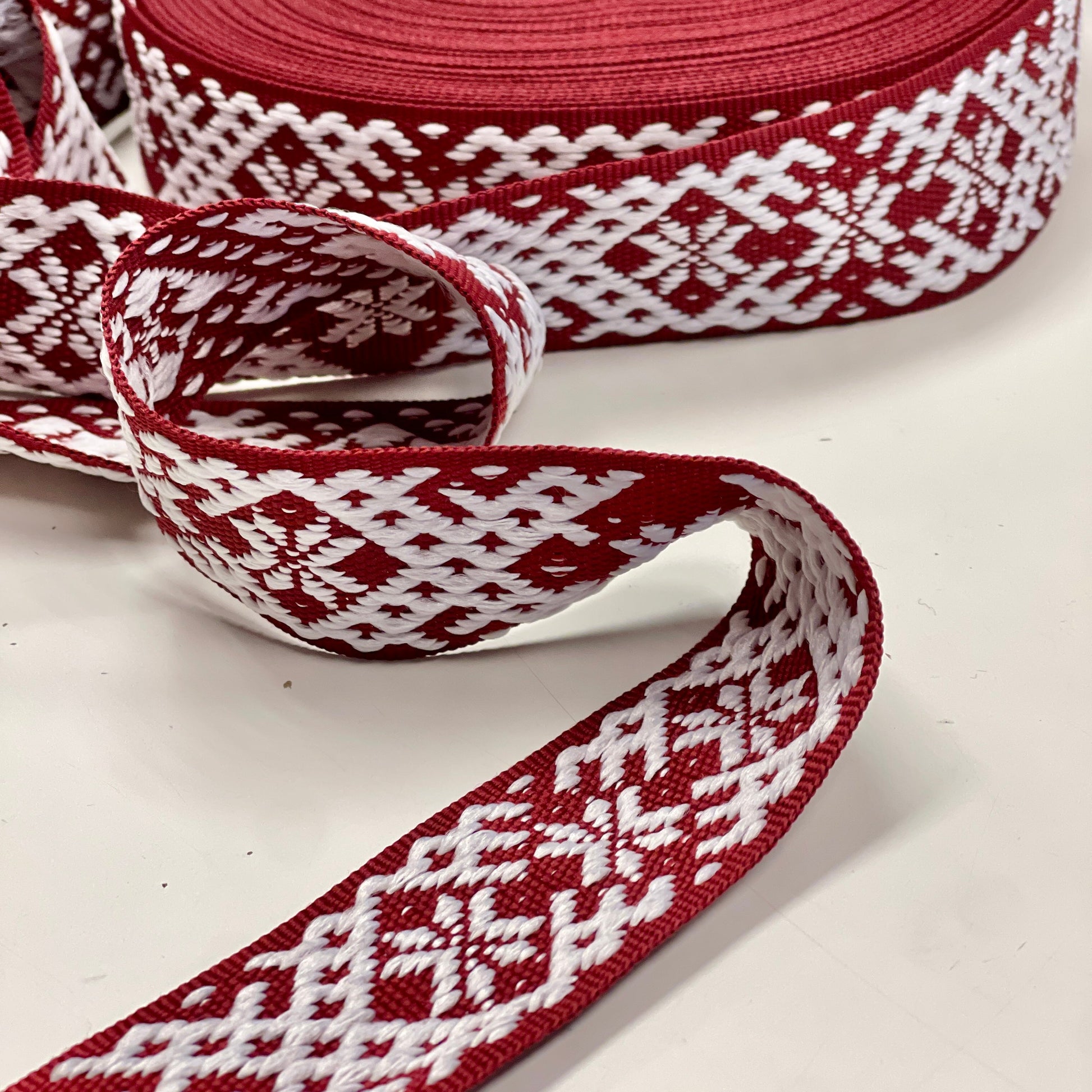 Folk ribbon, sash 40mm - burgundy - LV