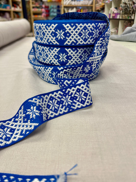 Image of a national ribbon, belt 40mm - cornflower blue - LV – available at Šarlotes audumi