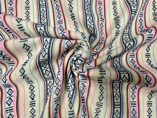 Folk pattern fabric - light tones 200 g/m²