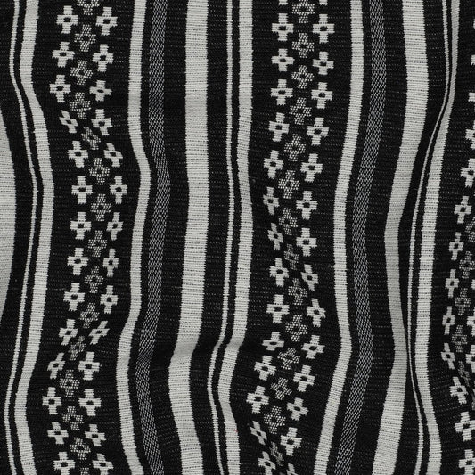 Image of folk pattern fabric - black and white abstract pattern 315 g/m² – available at Šarlotes audumi