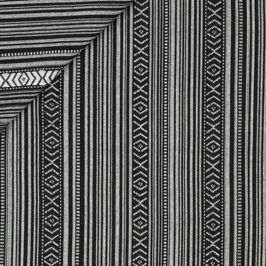 Ethnic pattern fabric - black with gray 200 g/m²