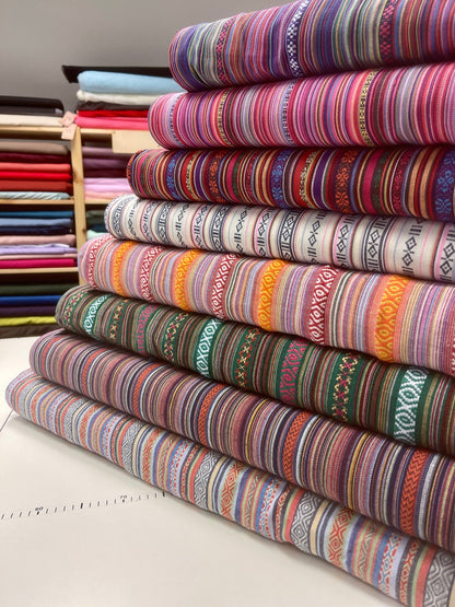 Ethnic pattern fabric - orange tones 200 g/m²