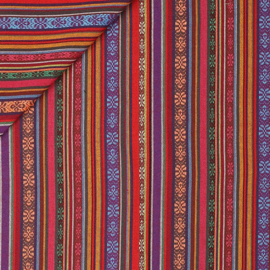 Folk pattern fabric - red and blue tones 200 g/m²