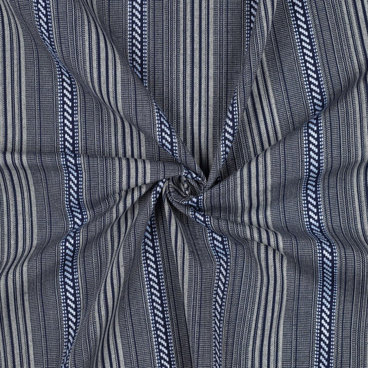 Image with folk-pattern fabric - dark blue tones 200 g/m² – available at Šarlotes audumi