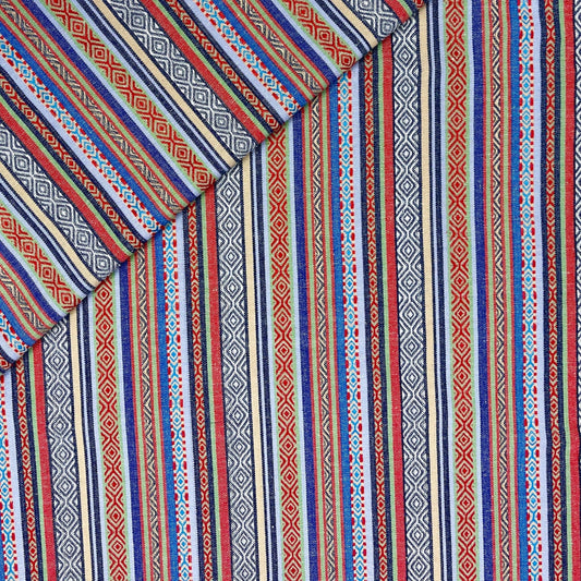 Folk pattern fabric - blue shades 200 g/m²