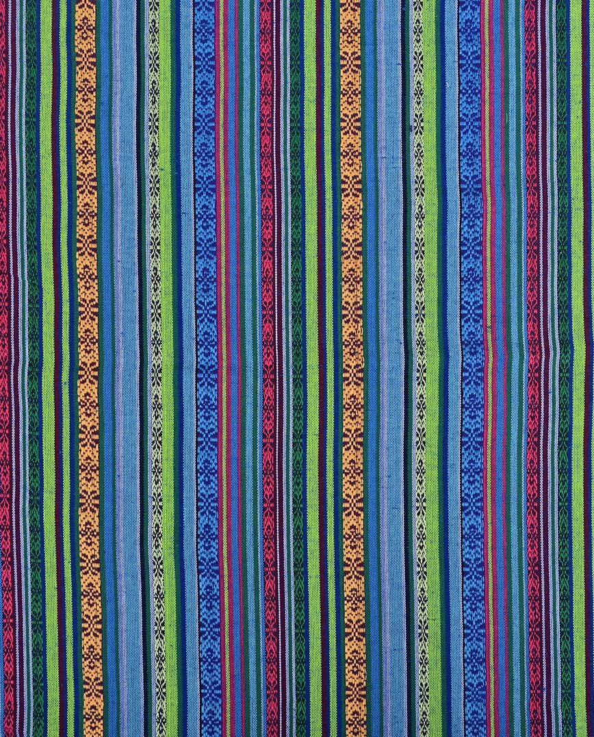 Ethnic pattern fabric - blue with green 200 g/m²