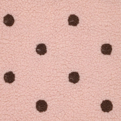 Teddy polarowe brązowe kropki na różowym – dostępne online w sklepie Tkaniny u Szarloty