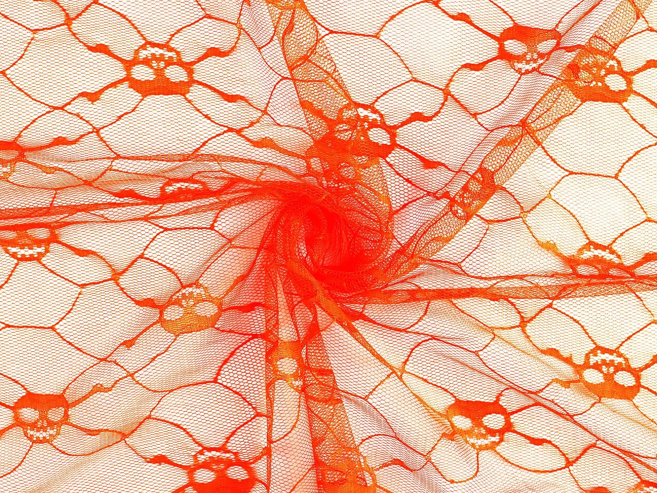 Tulle - orange skeleton heads32 g/m²