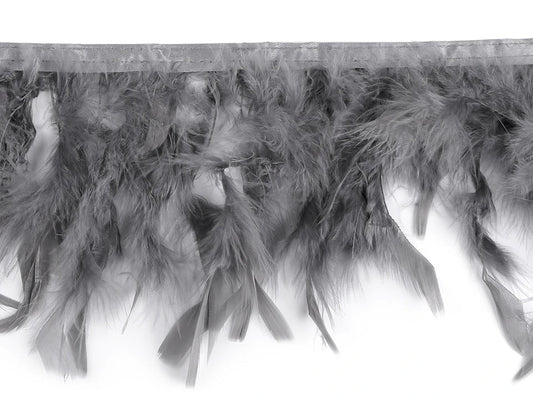 Turkey feather trim tape - grey (50 cm pack)