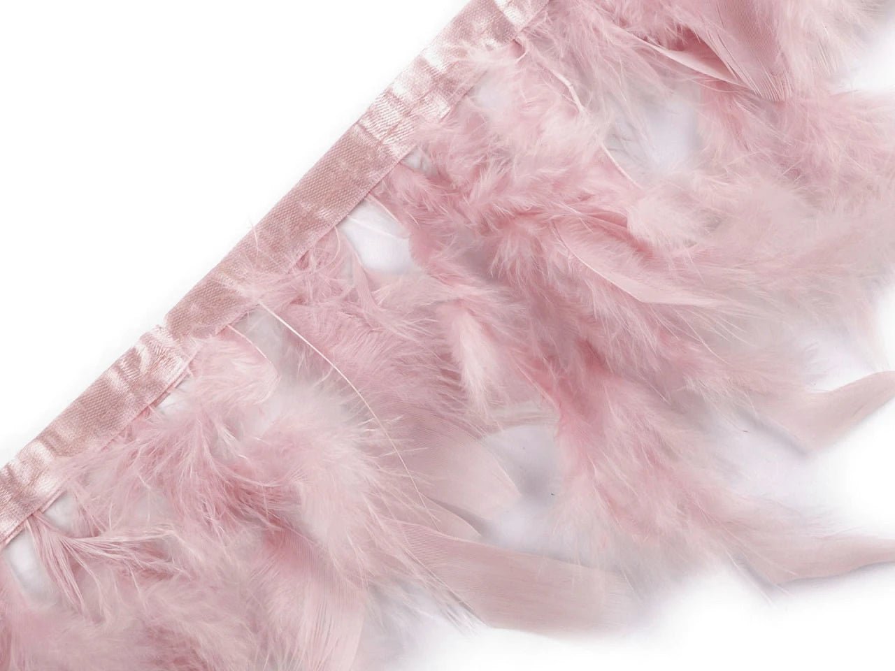 Turkey feather trim ribbon - powder pink (50 cm pack)
