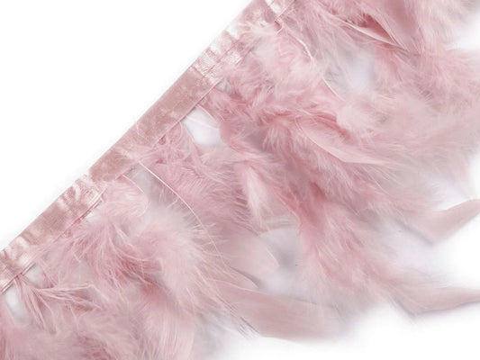 Turkey feather trim ribbon - powder pink (50 cm pack)