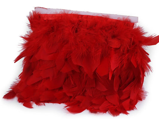 Turkey Feather Trim Ribbon - Red (50 cm pack)