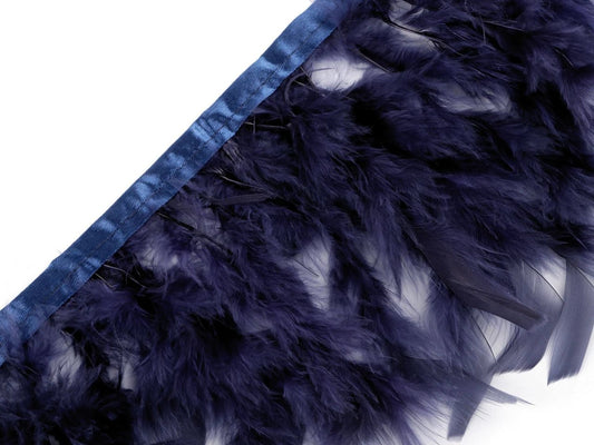 Turkey feather trim ribbon - dark blue (50 cm pack)