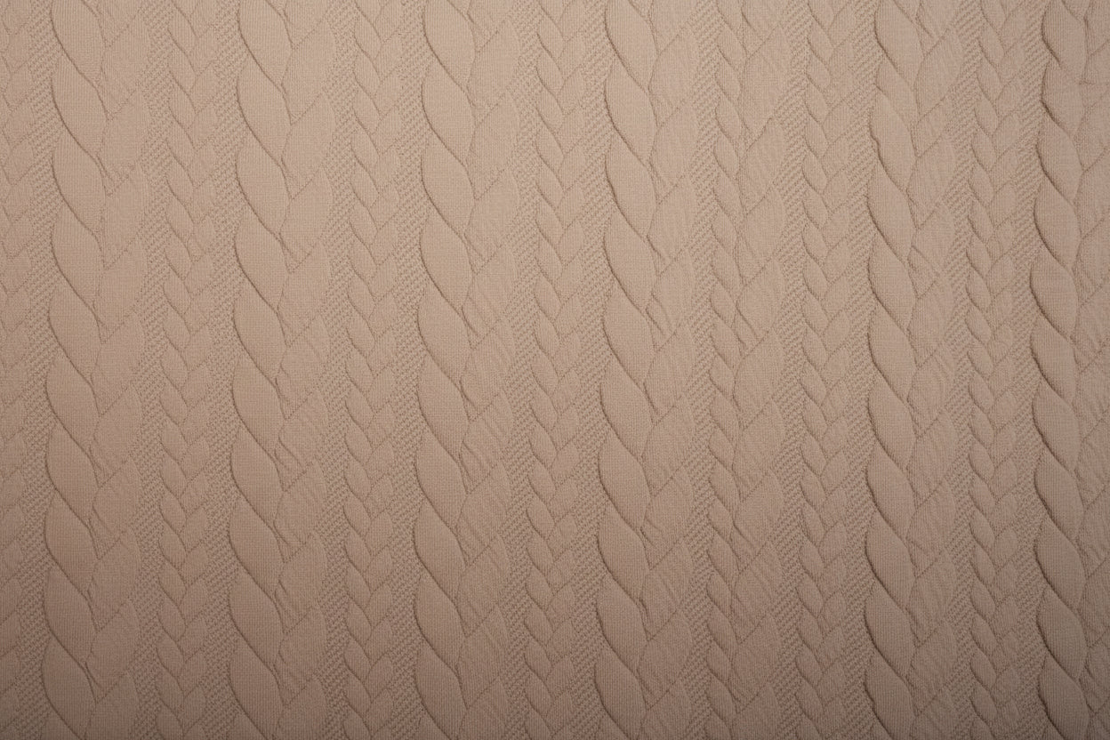 Image of knit fabric with a knitted pattern - brown cables 340 g/m² – available at Šarlotes audumi