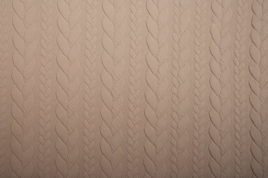 Image of knit fabric with a knitted pattern - brown cables 340 g/m² – available at Šarlotes audumi