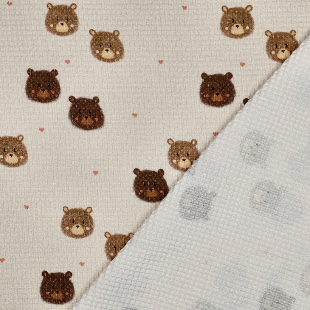 Image of waffle fabric - bears 185 g/m² – available at Šarlotes audumi