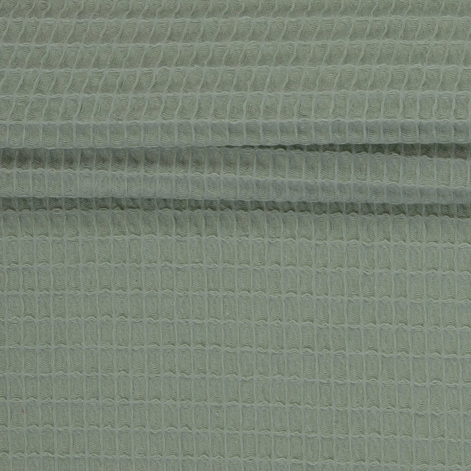 Image of waffle fabric - gray-green 230 g/m² – available at Šarlotes audumi