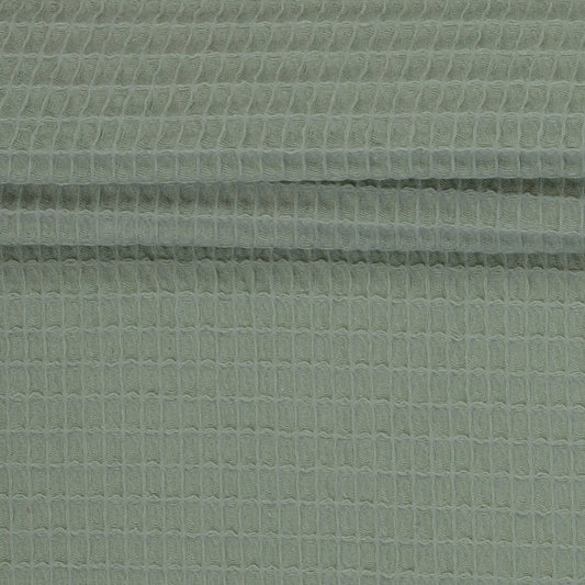 Image of waffle fabric - gray-green 230 g/m² – available at Šarlotes audumi