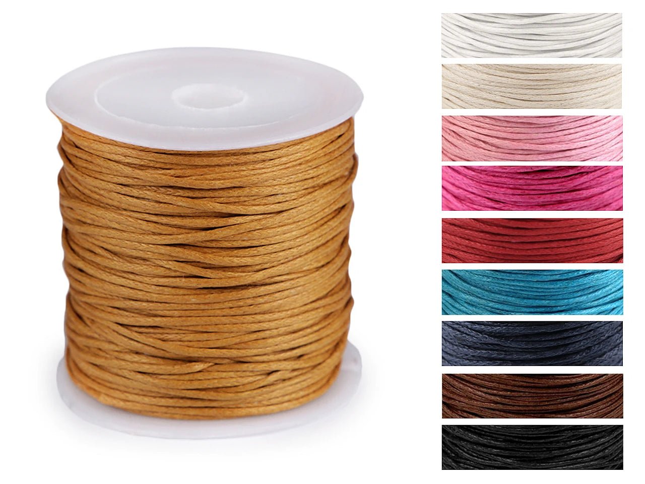 Waxed cotton cord Ø 0.8 mm - white (25 m roll)