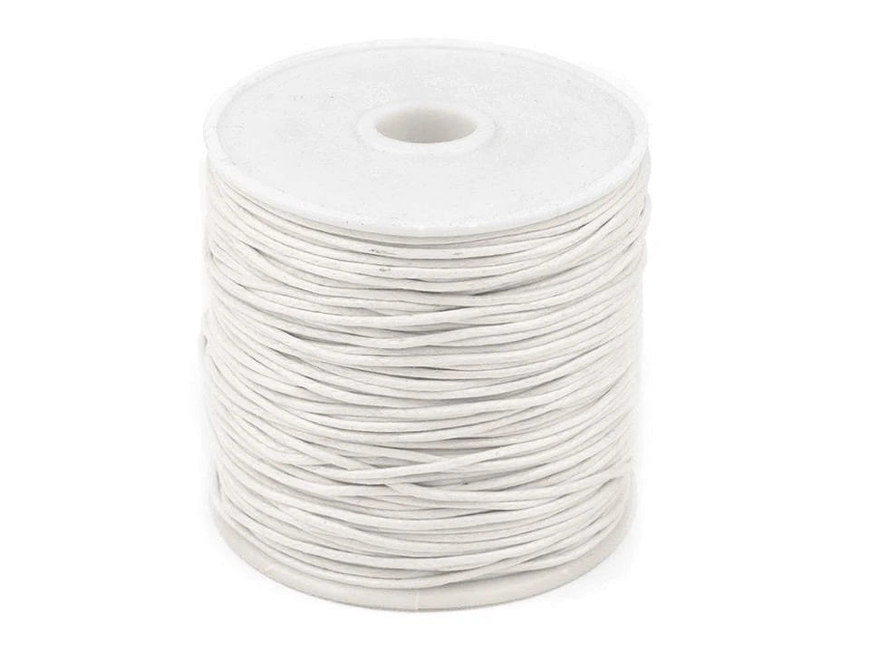 Waxed cotton cord Ø 0,8 mm - white (25 m roll)