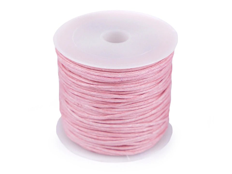 Waxed cotton cord Ø 0,8 mm - powder pink (25 m roll)