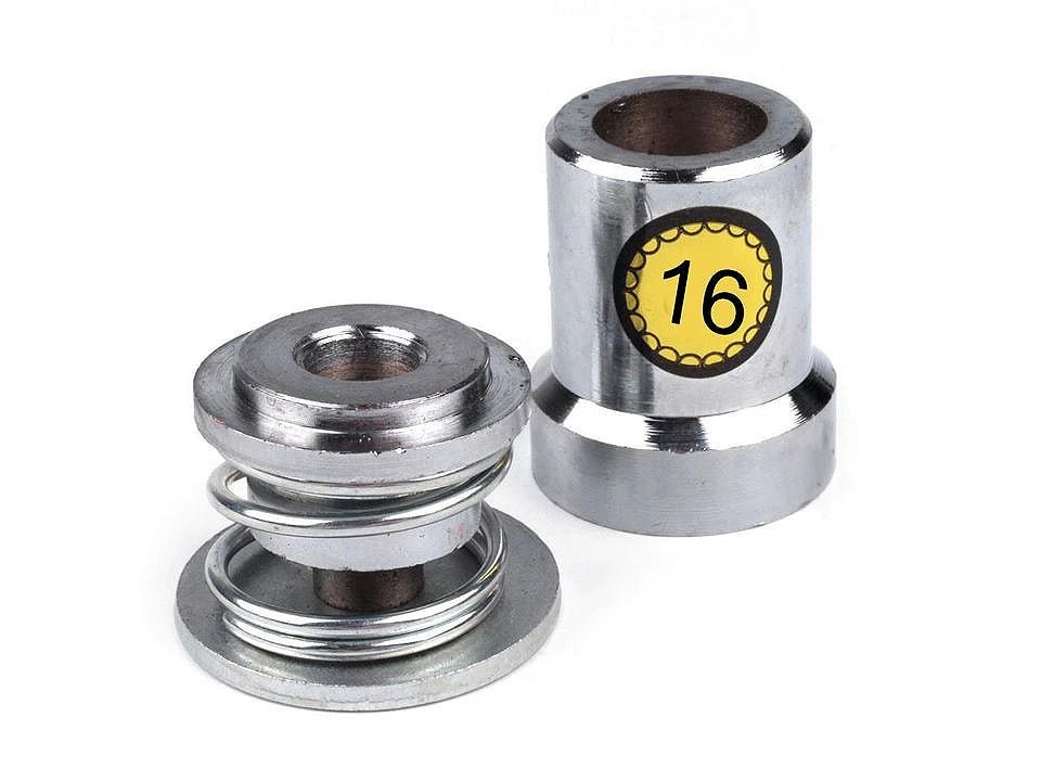 Image with a mold for making fabric buttons in a hand press – available at Charlotte Fabrics