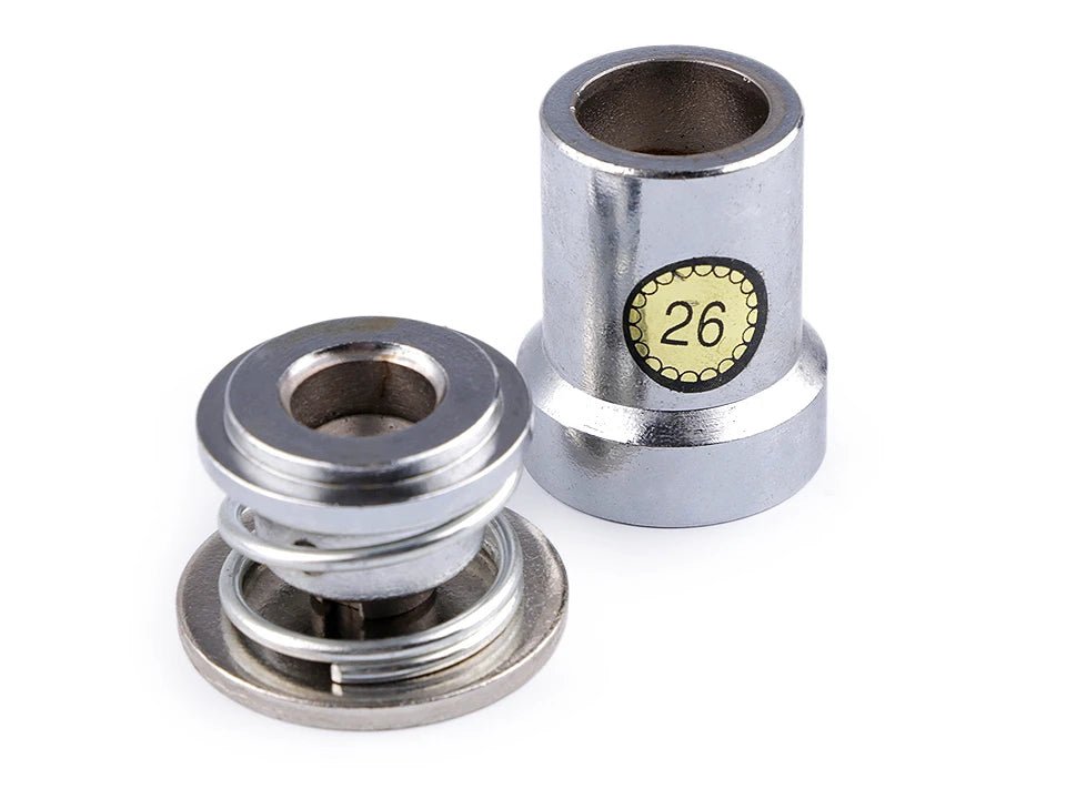 Image with Mold (mold) for making fabric buttons in a hand press – available at Šarlotes audumi