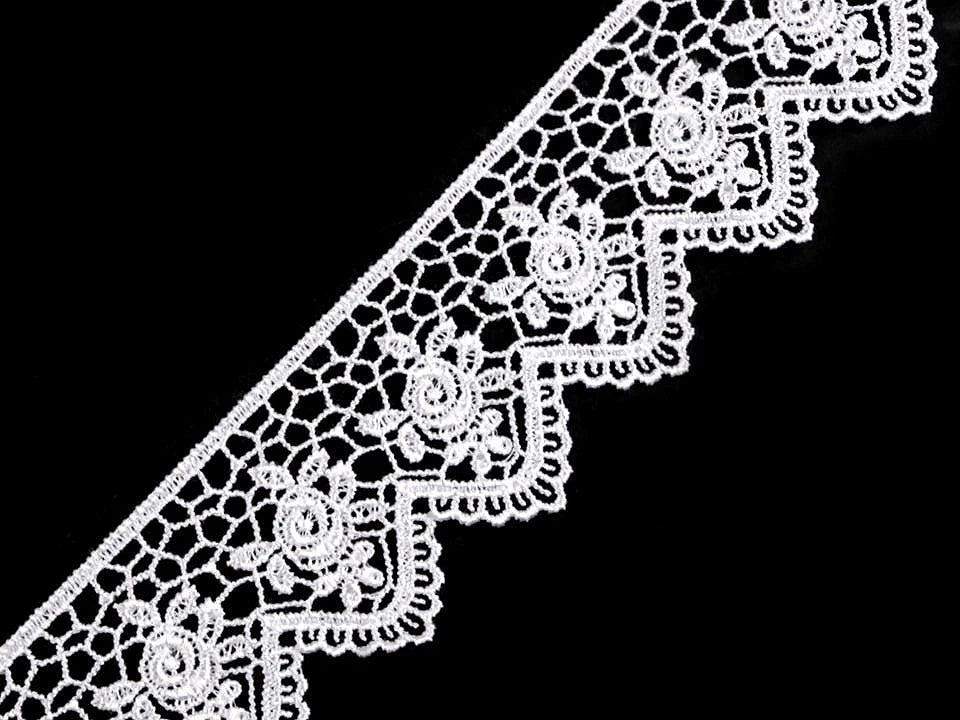 Image of Venetian lace ribbon 45 mm - white – available at Šarlotes audumi