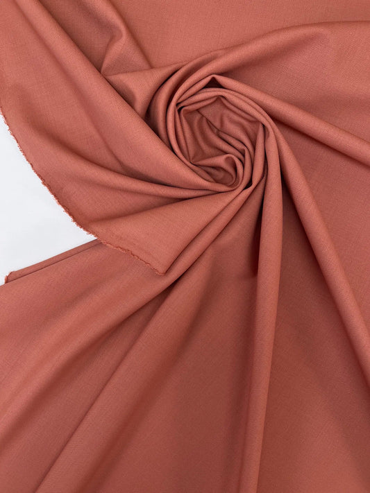 Wool fabric with elastane - red clay 215 g/m²