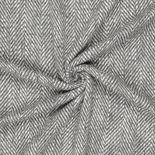 Image of wool fabric with herringbone pattern | gray | 390 g/m² | 145 cm – available at Šarlotes audumi