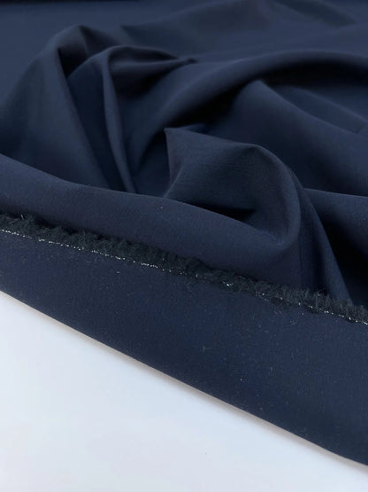 Wool fabric with silk - dark blue 160 g/m²