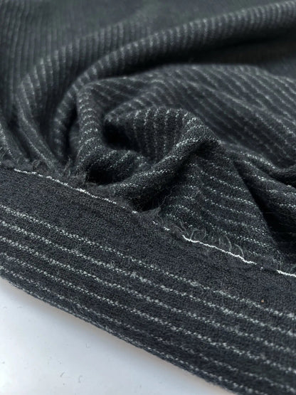 Wool fabric - black with a fine stripe 240 g/m²
